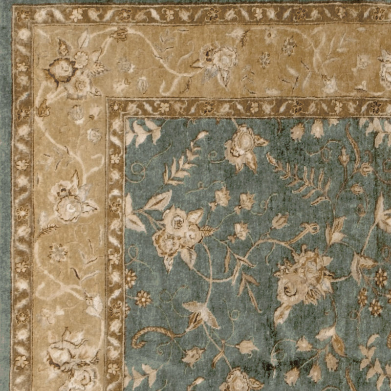 Hand Knotted Oriental Area Rug in Medium Blue/Beige, Rectangle 16' x 28'