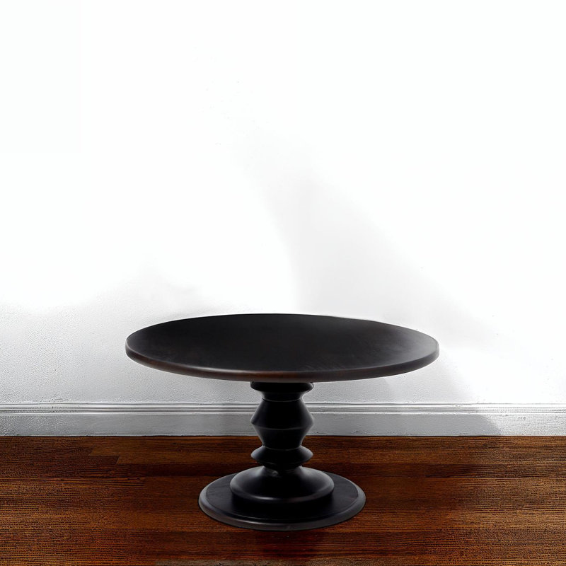 Berns Solid Wood Pedestal Coffee Table, Black
