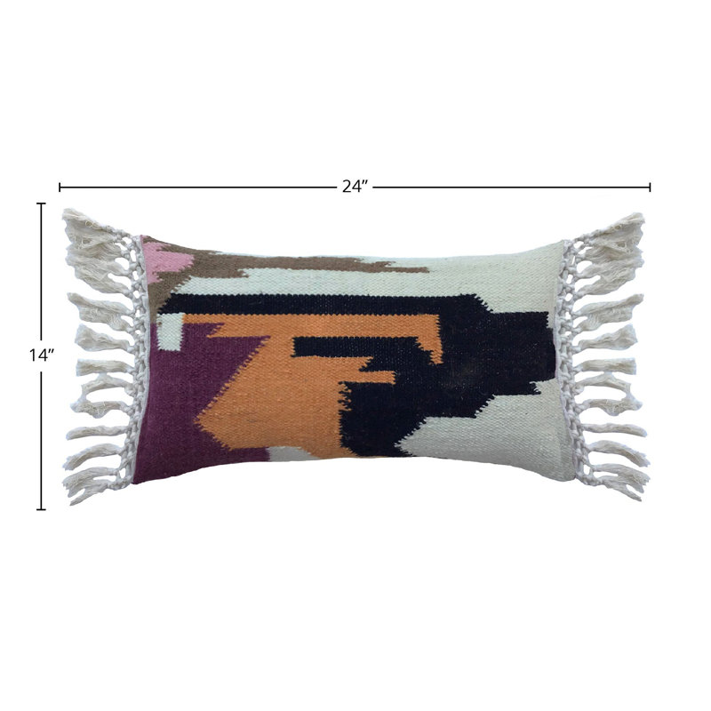 Coussin décoratif en laine Chandra, multicolore
