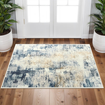 Tapis lavable intérieur moderne à motif abstrait antidérapant Straub