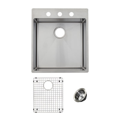 Vector Stainless Steel 23" L x 20" W Dual Mount Kitchen Sink with Basket Strainer