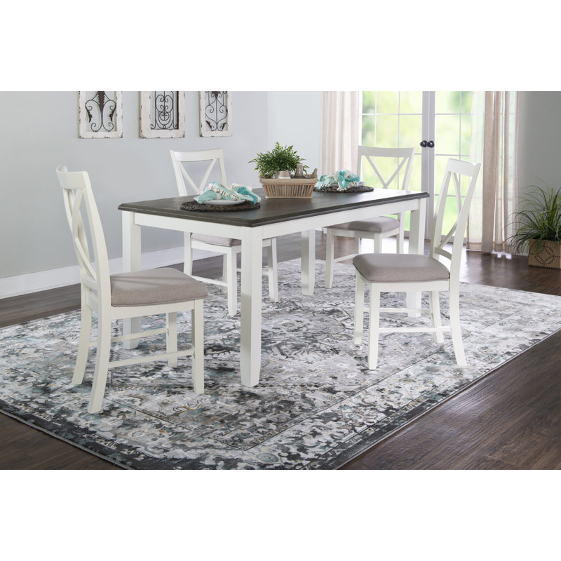 Atiqa Painted Rustic Dining Table, Light Gray