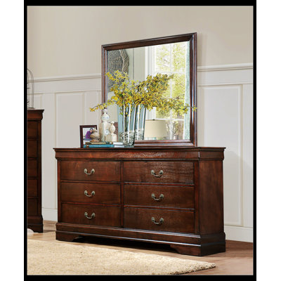 Traditional Design Brown Cherry Finish Dresser 1Pc Louis Phillipe Style Classic Bedroom Furniture_33.5"" H x 58.25"" W x 15.75"" D -  Canora Grey, E66A6E4F1C4F4DD6B1AA164449A391AB