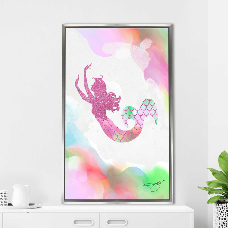 «Mermaid 1» par By Jodi - impression, Cadre flottant argent, H 63,5 po x l 39,5 po x P 2 po