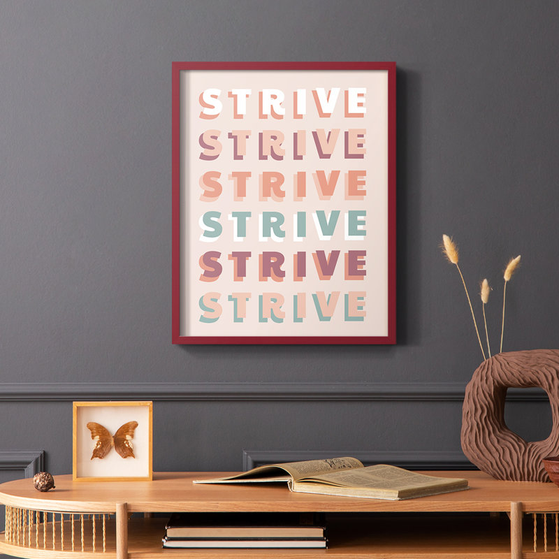 Strive Framed Print - Solid Wood, 10" H x 8" W, Red