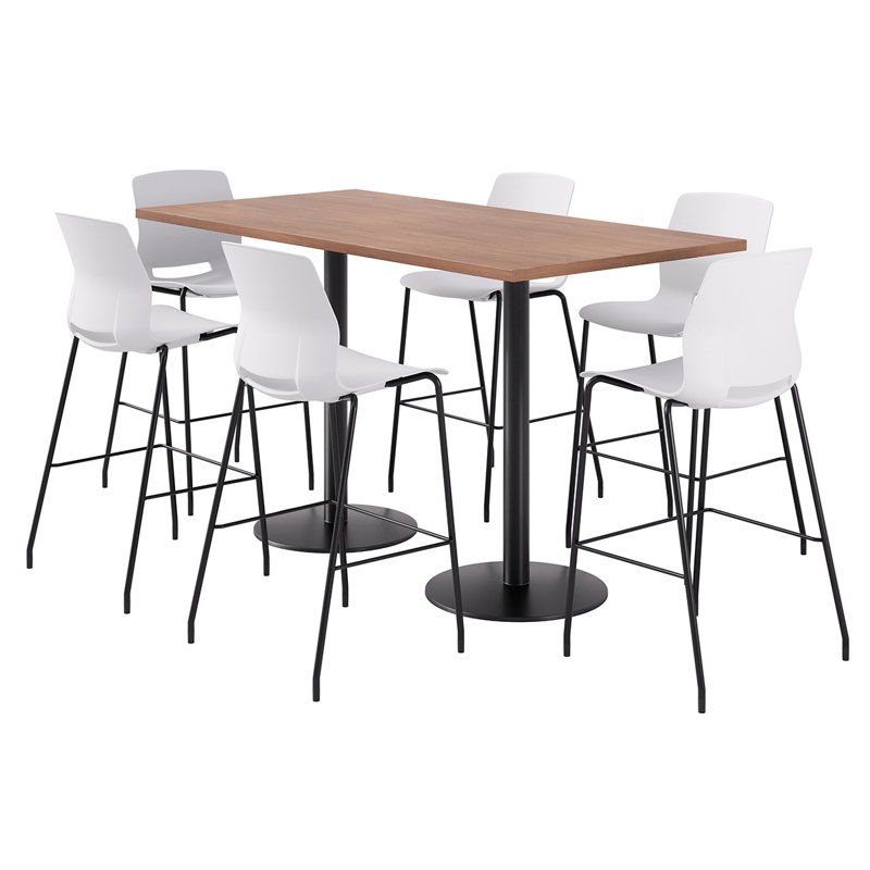 Ensemble repas pour 6 personnes à hauteur de bar, Cerise, Blanc / noir