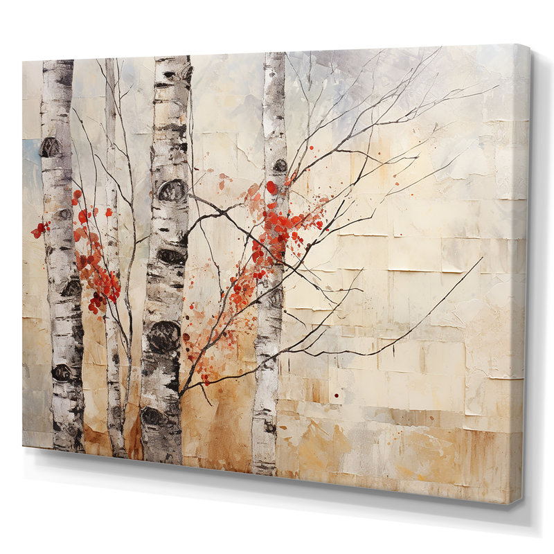 «White and Red Birch Wood In Winter I», reproduction sur toile, Toile tendue, H 30 po x l 40 po x P 1,5 po