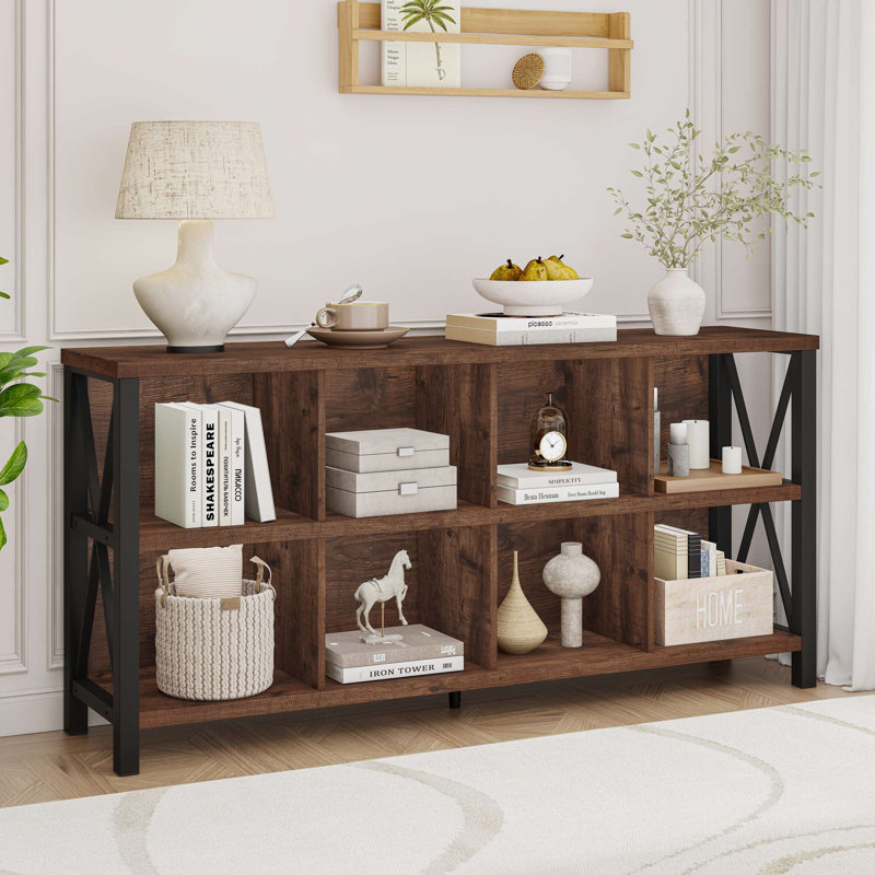Bibliothèque en bois Guinna, Brun rustique, 8 cubes