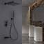 Combinaison de baignoire et de douche à double poignées à pression équilibrée murale avec pomme de douche 10 po, pomme de douche à main et robinet de baignoire brut noir mat-90286910