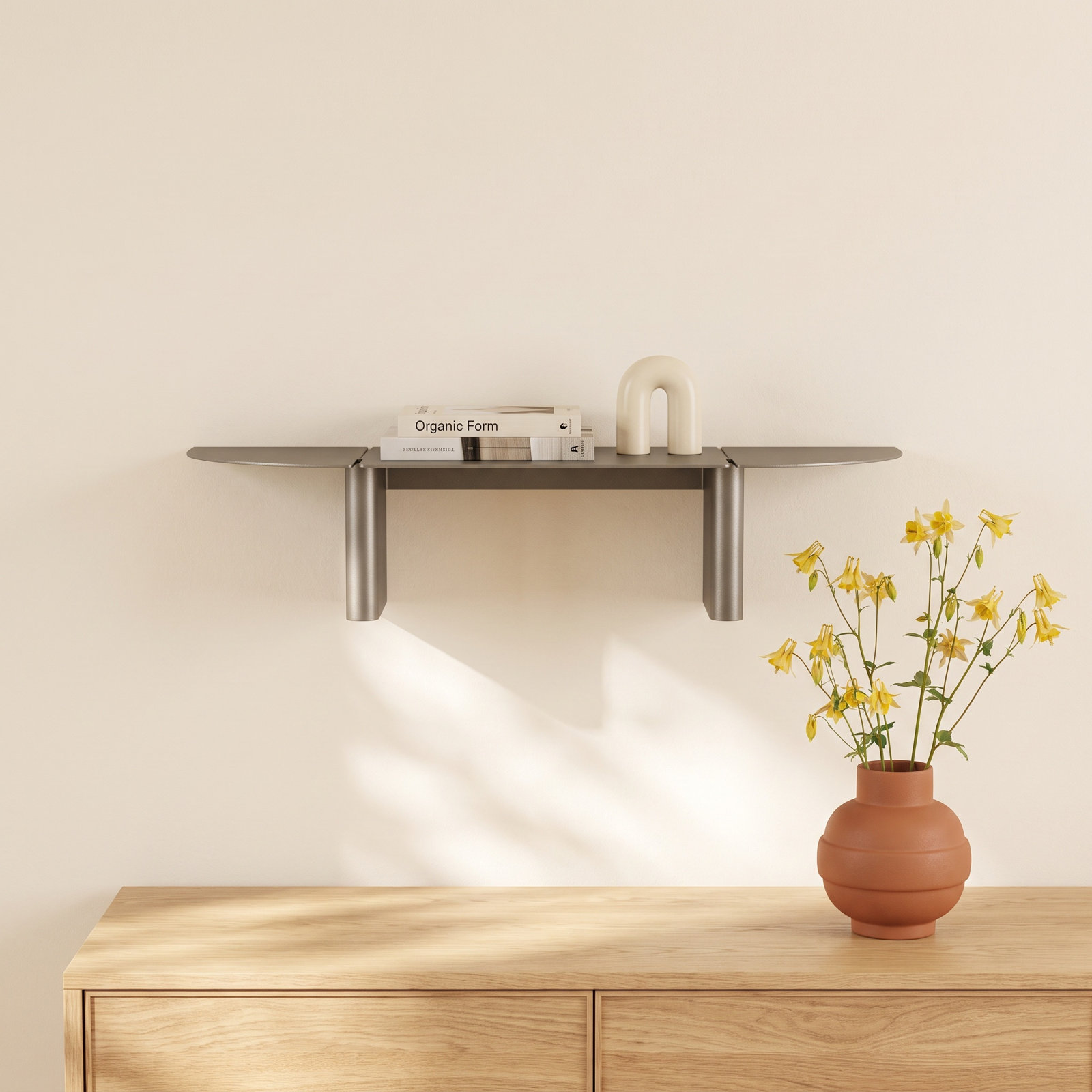 Oru 24" Floating Shelf, Burnt Metal Finish