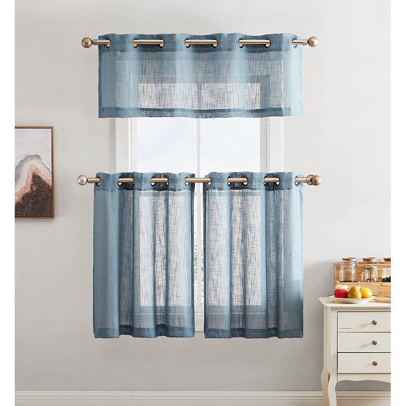 Aleksander Tailored Cafe Curtain, 54" W x 45" L, Dusty Blue