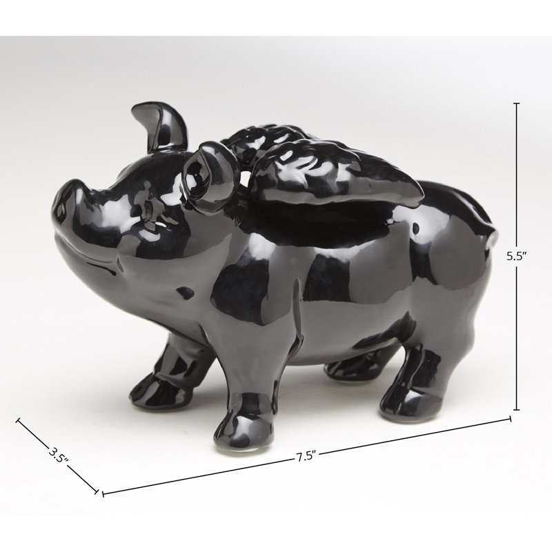 Flying Pig Figure, Black
