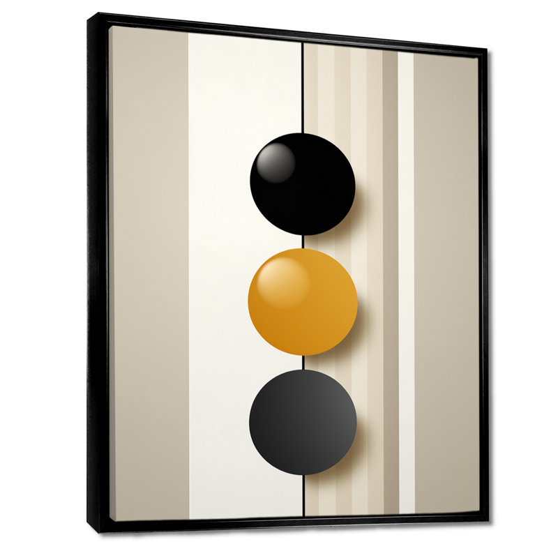 «Geometric Momentum Moon Balance - Minimalisme», reproduction d'art mural, Toile avec cadre flottant noir