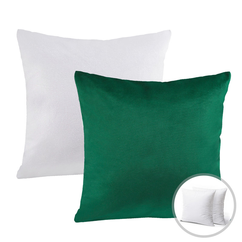 Reversible Throw Pillow, Green/Off White, 22"H   x 22"W