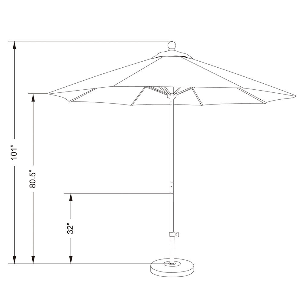 Roverta 9' Market Sunbrella® Umbrella, Canvas Heather Beige Sunbrella® Canvas, Black