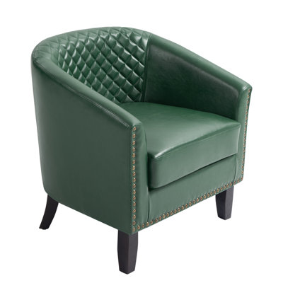 30.12" Wide Tufted Faux Leather Barrel Club Chair