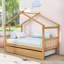Lit en bois en forme de maison avec lit gigogne escamotable et tête de lit-2100750134-2100750091