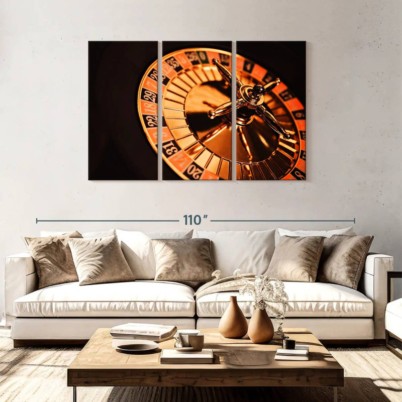 Lit Casino Roulette Wheel, 48" H x 74" W