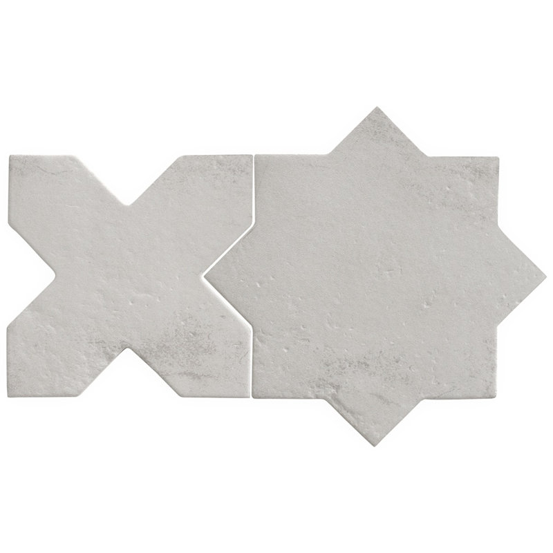 Parma Star and Cross 6" Terracotta Look Porcelain Tile, Gray