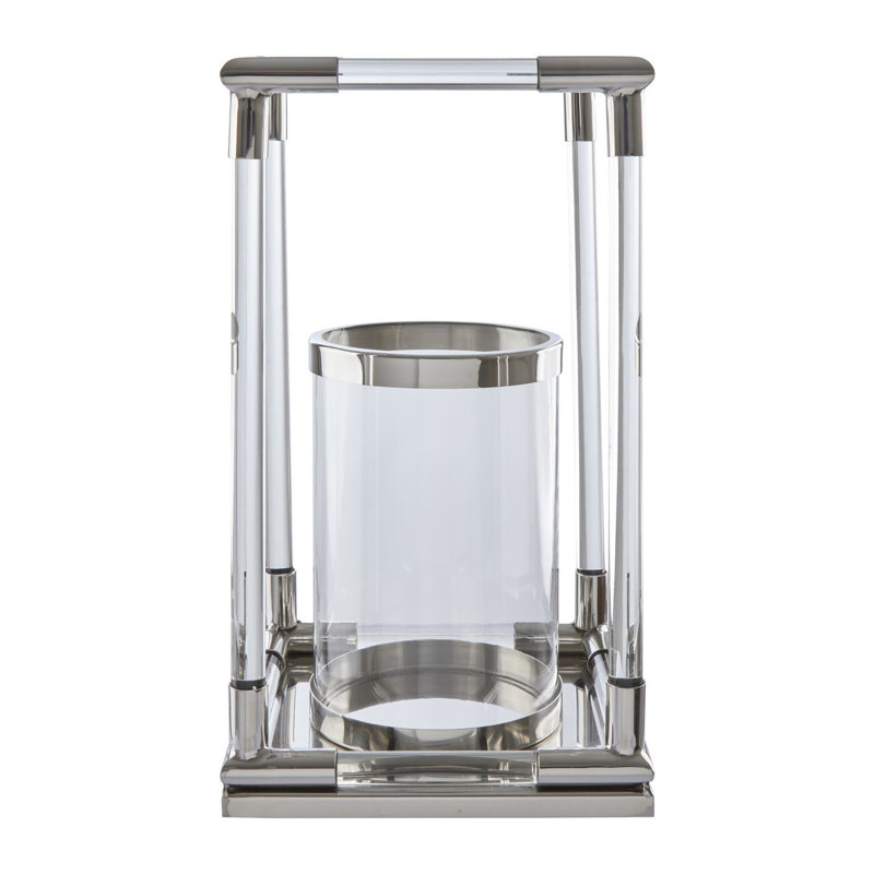 Ann Tabletop Lantern, 45 cm H x 24 cm W x 24 cm D, Silver