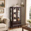 Armoire vitrine vitrée avec tablettes réglables en verre 2 portes et 1 tiroir armoire avec ampoule incluse-114223447