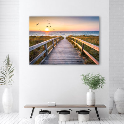Sunset Sea Beach - Wrapped Canvas Print