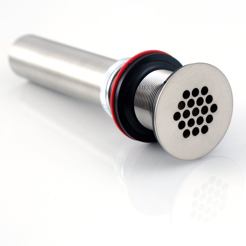 Grid Bathroom Sink Drain with No Overflow, Brushed Nickel