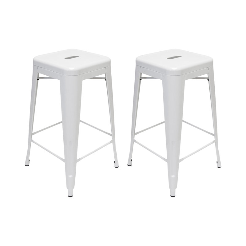 Tabouret de bar et de comptoir Crawford, Blanc, Tabouret de comptoir (assise à une hauteur de 26,