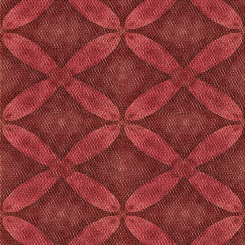 Tapis rond rouge à motif floral, Carré 3 pi