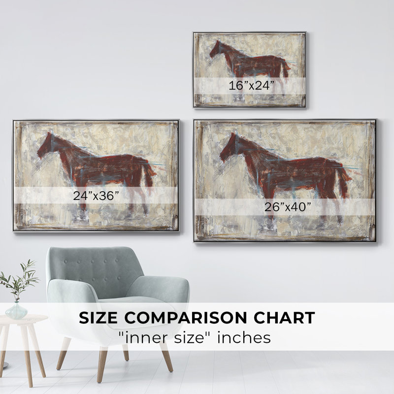 " Iron Equine I ", 27" H x 41" W x 2" D, Silver Floater Framed Canvas, No Mat