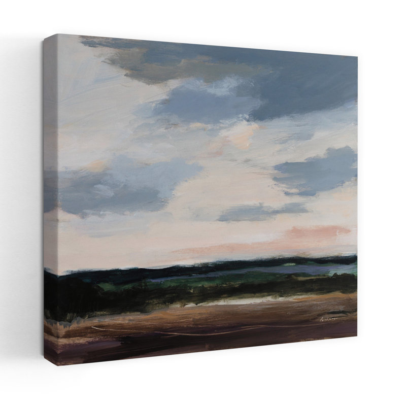 «June Light», art contemporain au coucher du soleil, H 18 po x l 18 po