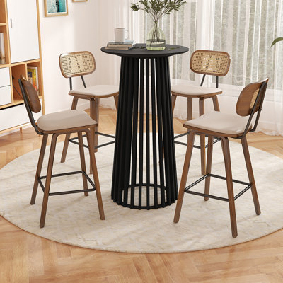 Bar Table Set With PU Cushion Stools