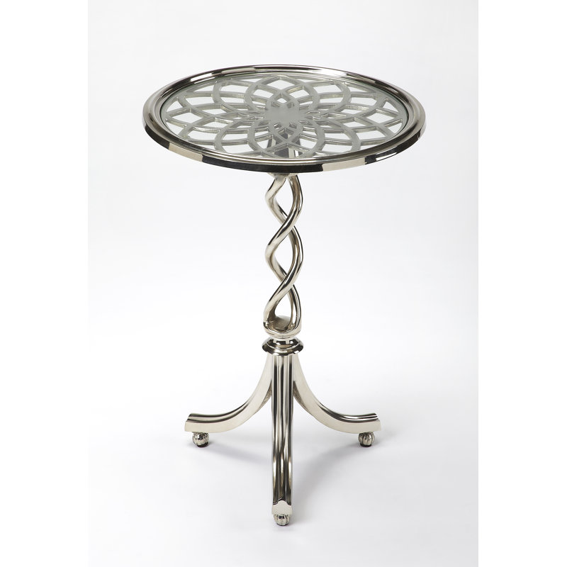 Oikos Glass Top Pedestal End Table