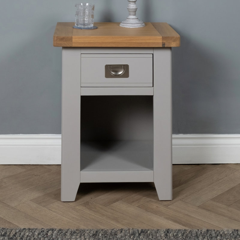 Altti 47cm W Solid Wood Bedside Table, Grey