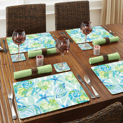 Isla Mona Coastal Decorative Hardboard Placemats 4-Pack
