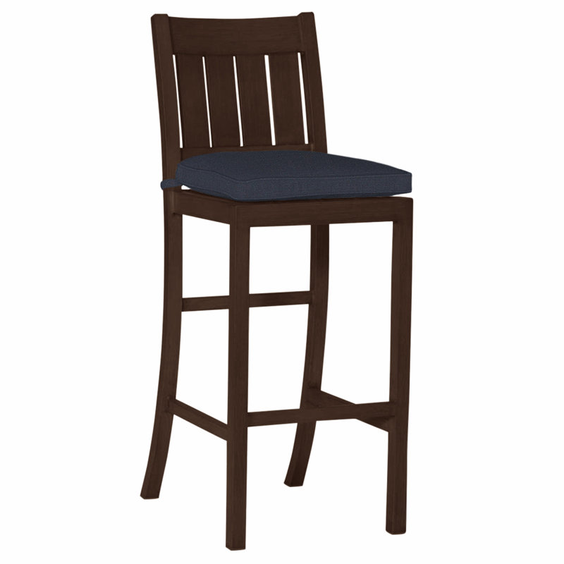 Tabouret de bar en aluminium 30 po Club - Acajou, Welt, Lin marine, Acajou