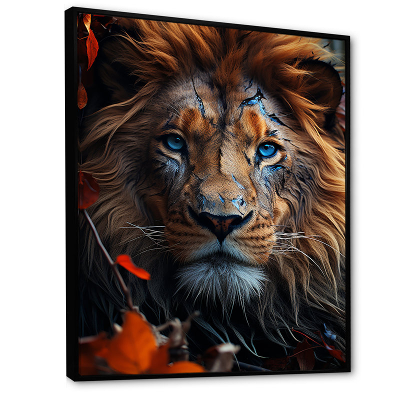 «Lion Wild Essence I» sur toile, Cadre flottant noir, H 20 po x l 12 po x P 1 po
