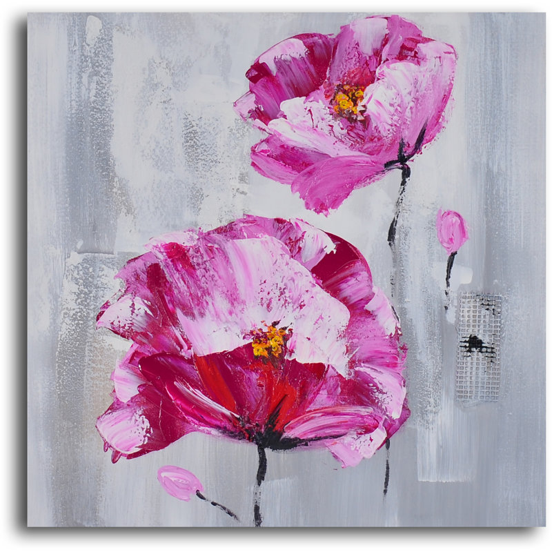 «Pretty in Pink Triptych», ensemble de 3 peintures sur toiles tendues