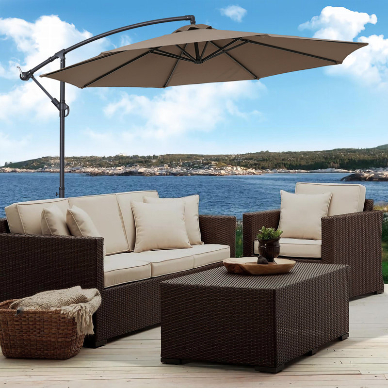 Parasol en porte-à-faux rond 120 "Atanase, Taupe