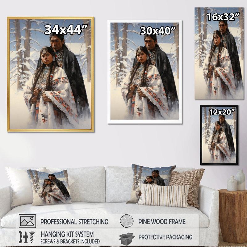 Native Winter Traditional Warrior, Toile tendue, H 20 po x l 12 po x P 1 po