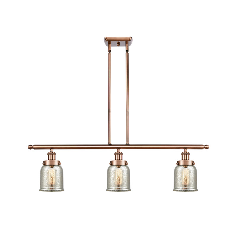 Allys 3 - Light Kitchen Island Pendant, Antique Copper, Silver Plated Mercury, No Bulb Included