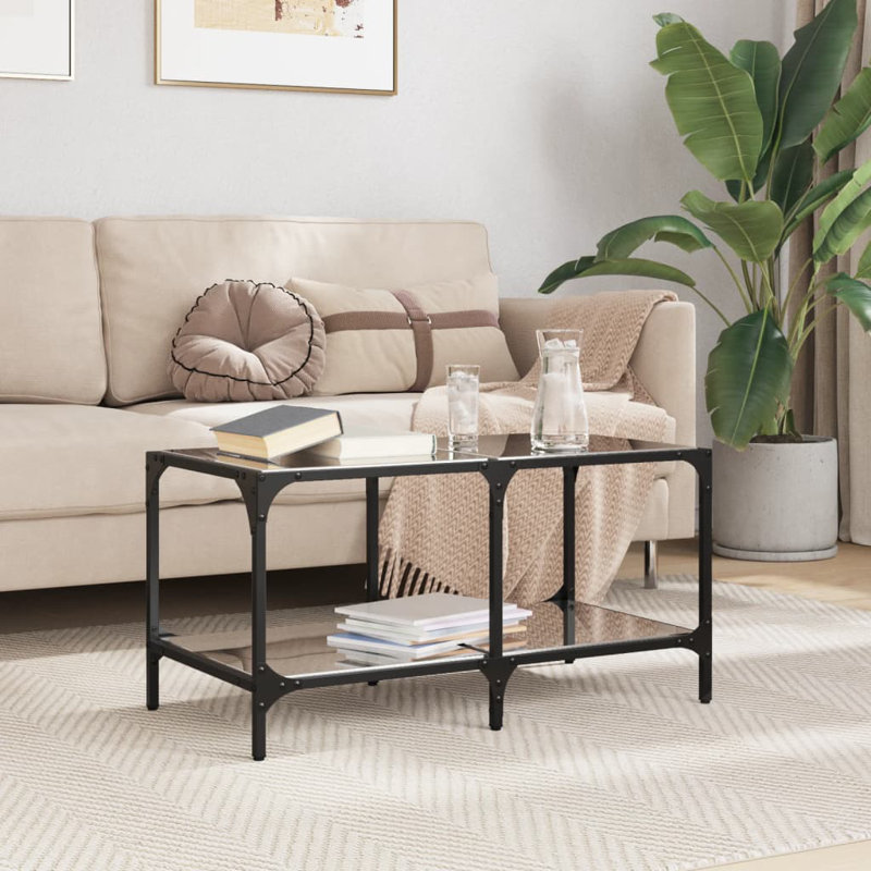 Alishaba Coffee Table with Storage, Black, 40cm H x 78.5cm L x 40cm W