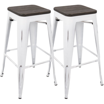 Vintage White And Espresso Stackable Barstools, Set Of 2 | Gift Idea