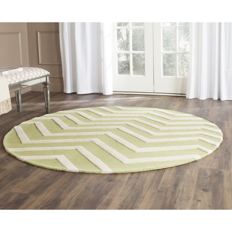 Sanyla Hand Tufted Wool Chevron Rug, Round 6'