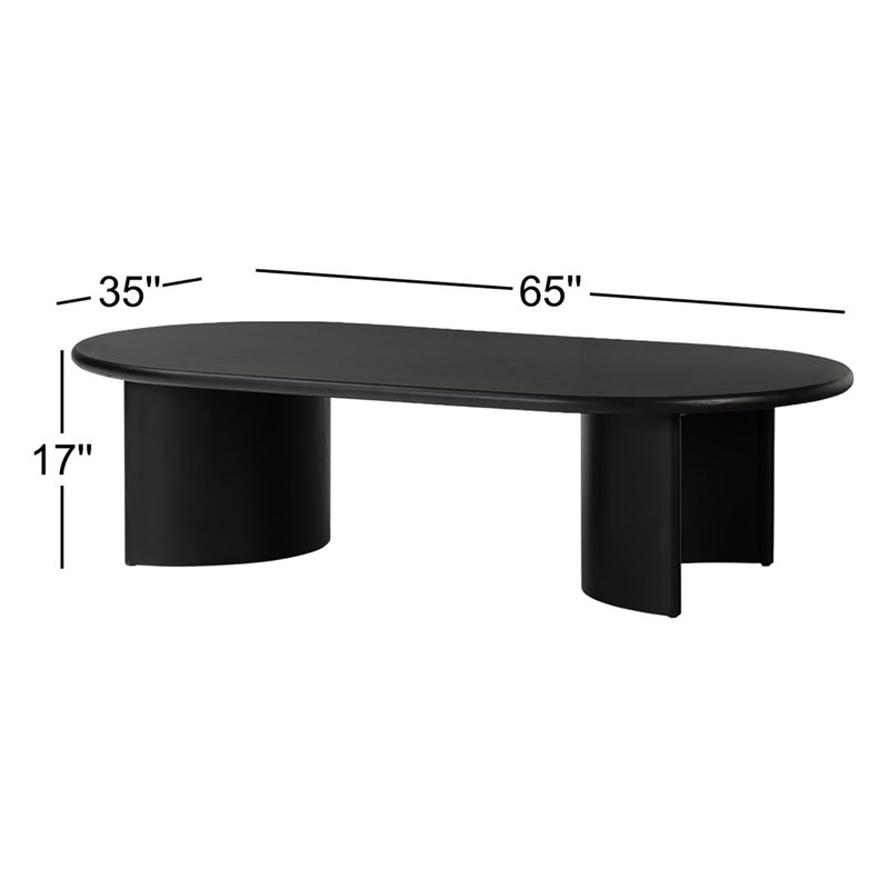 Table basse Haiden, H 17 po x L 35 po x l 65 po, Acacia noir patiné