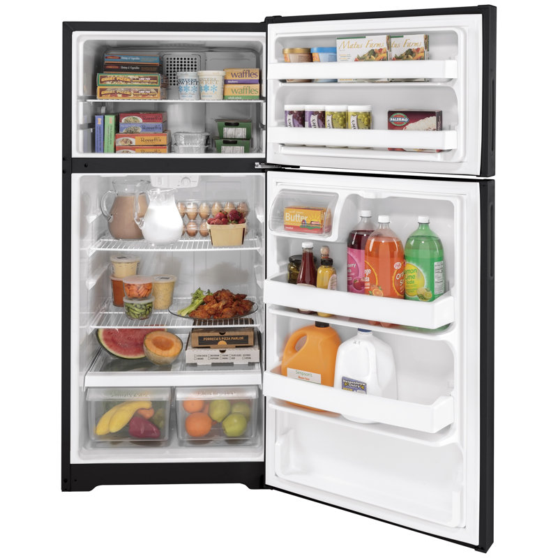 28" Top Freezer 15.6 cu. ft. Refrigerator, Black, Right