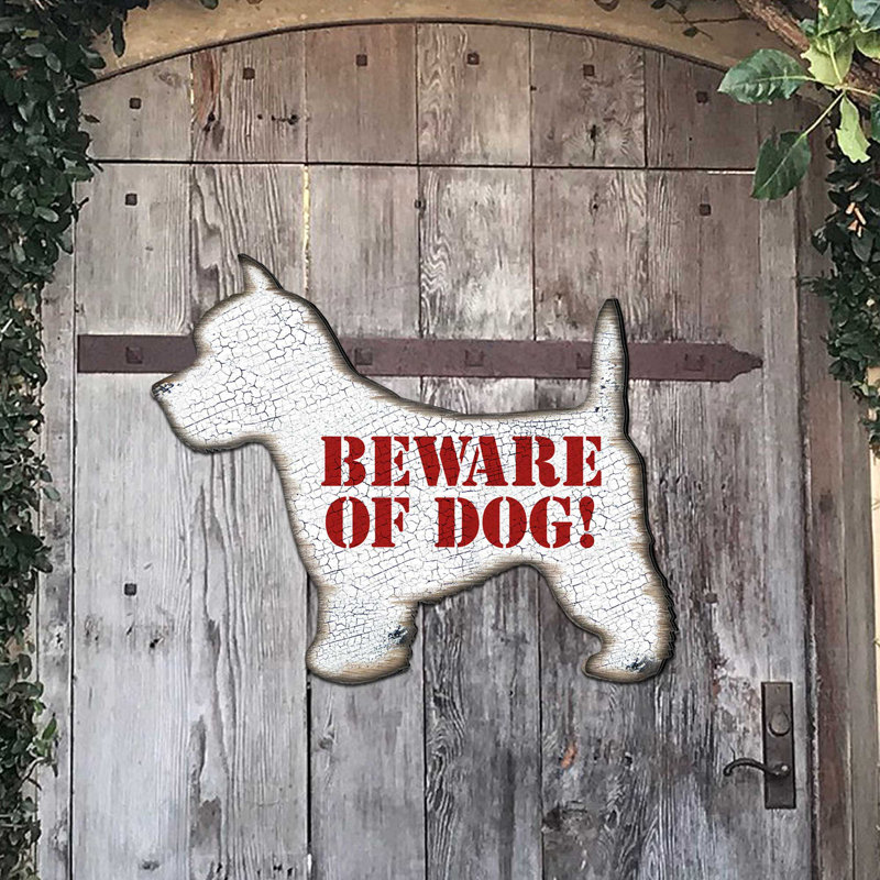 Méfiez-vous des chiens! Enseigne suspendue 1 ligne