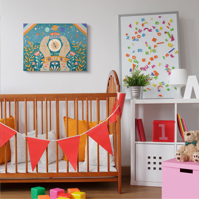 Heart Be Your Compass Expression Boho Chic Constellations, Toile tendue, H 24 po x l 30 po x P 1,5 po