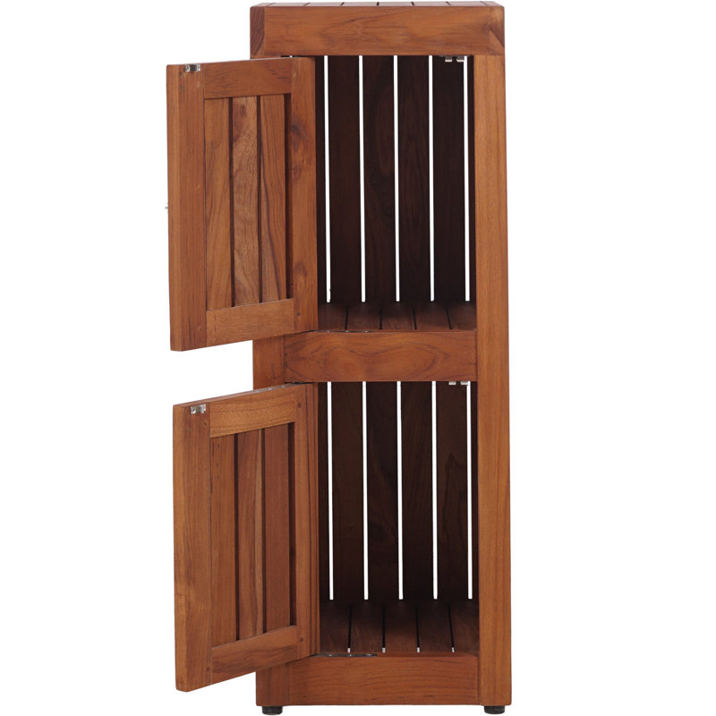 Sula Two-Level Teak Tower Floor Cabinet
