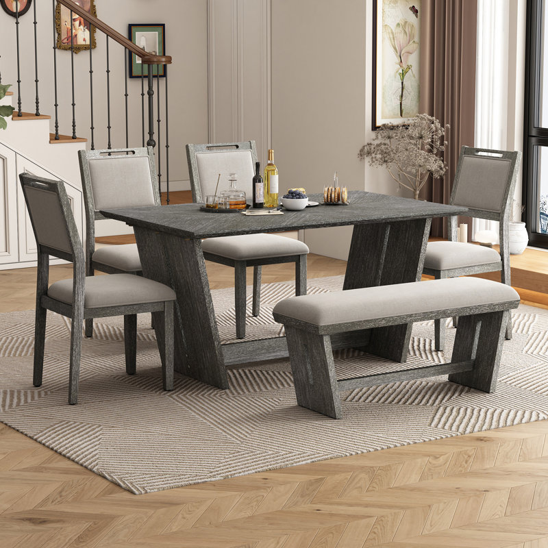 Ensemble repas 6 pièces avec base à tréteaux 6 pièces